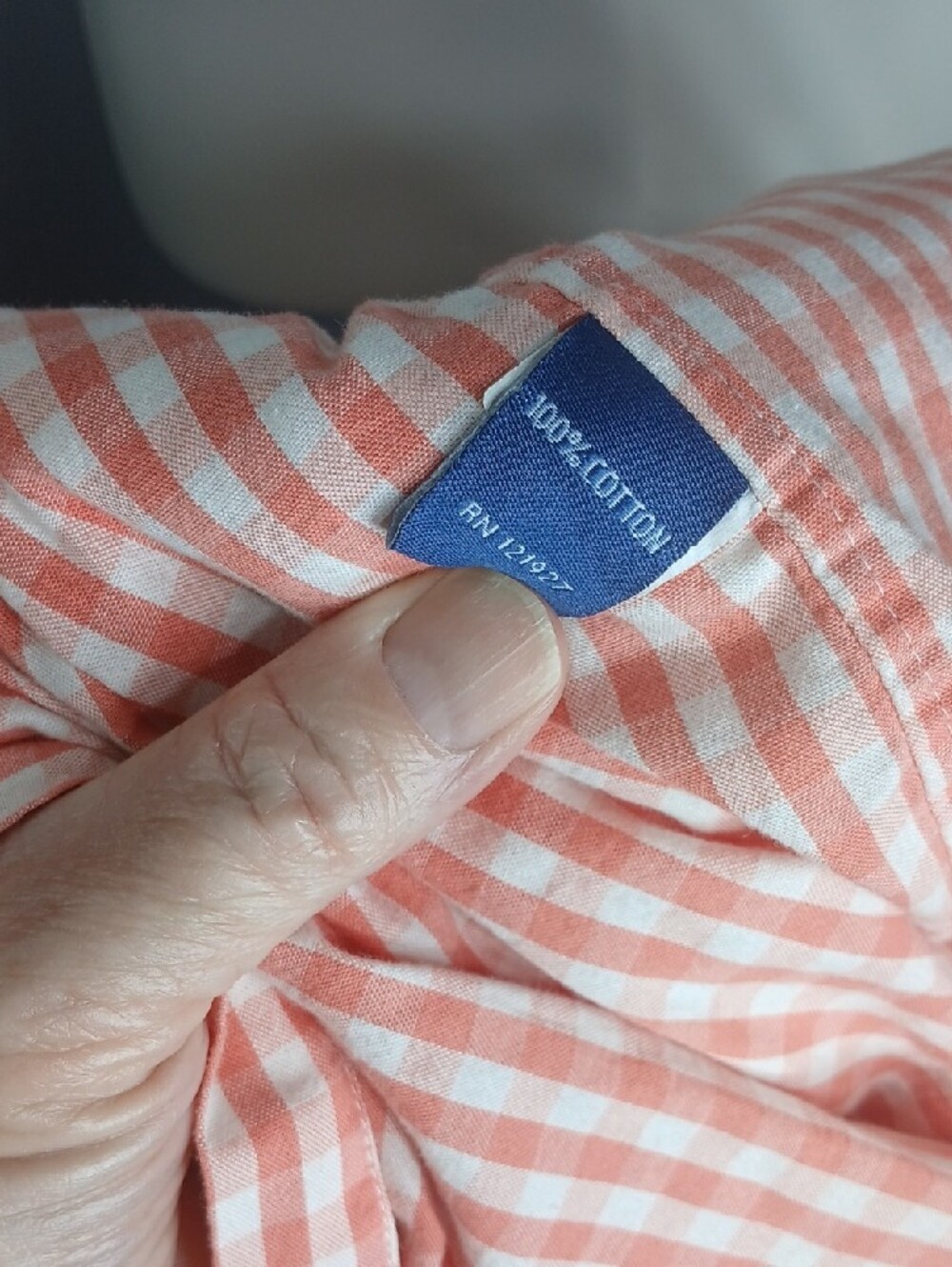 Johnnie O mens large pink or coral gingham long sleeve cotton shirt - Picture 3 of 9